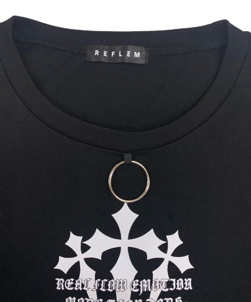 REFLEM（レフレム）REFLEM (レフレム) チェーン付きPUメタリックレザーアップリケ半袖Tシャツ ブラック サイズ:FREEの古着・服飾アイテム