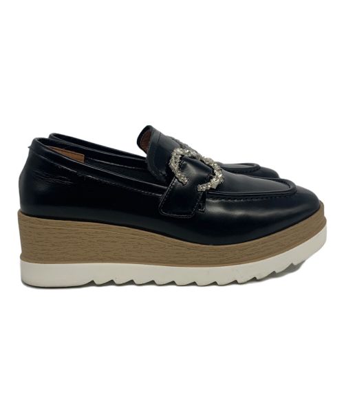 STACCATO（スタッカート）STACCATO (スタッカート) プラットホームローファー ブラック×ホワイト サイズ:22の古着・服飾アイテム