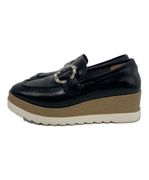 STACCATO（スタッカート）STACCATO (スタッカート) プラットホームローファー ブラック×ホワイト サイズ:22の古着・服飾アイテム