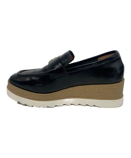 STACCATO（スタッカート）STACCATO (スタッカート) プラットホームローファー ブラック×ホワイト サイズ:22の古着・服飾アイテム