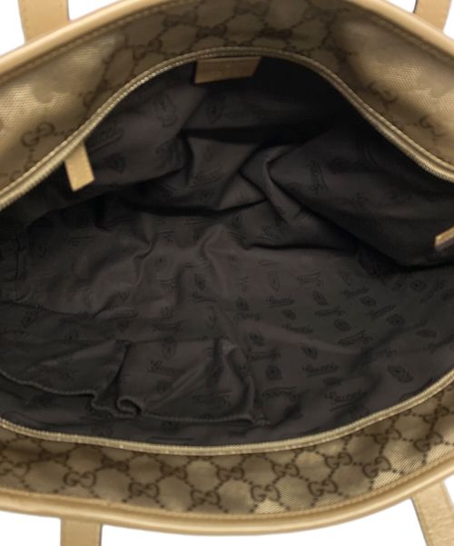 GUCCI（グッチ）GUCCI (グッチ) GGスプリーム トートバッグ ゴールドの古着・服飾アイテム