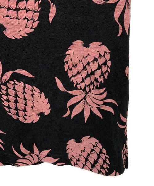 KAHANAMOKU（カハナモク）KAHANAMOKU (カハナモク) 鹿の子半袖ポロシャツ ブラック×ピンク サイズ:Mの古着・服飾アイテム