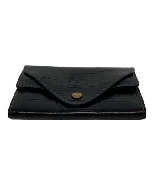 IL BISONTE（イル ビゾンテ）IL BISONTE (イル ビゾンテ) クロコエンボスドレザー カードケース ブラックの古着・服飾アイテム