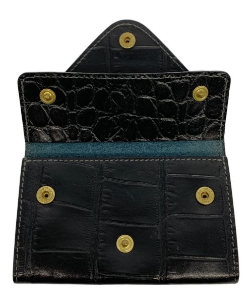 IL BISONTE（イル ビゾンテ）IL BISONTE (イル ビゾンテ) クロコエンボスドレザー カードケース ブラックの古着・服飾アイテム