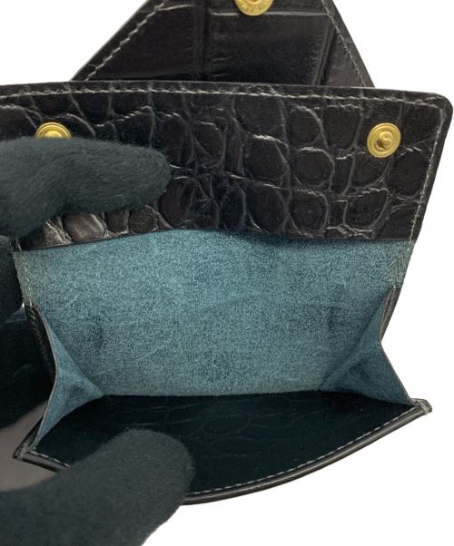 IL BISONTE（イル ビゾンテ）IL BISONTE (イル ビゾンテ) クロコエンボスドレザー カードケース ブラックの古着・服飾アイテム
