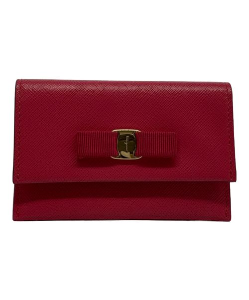 Salvatore Ferragamo（サルヴァトーレ フェラガモ）Salvatore Ferragamo (サルヴァトーレ フェラガモ) ヴァラリボンカードケース ピンクの古着・服飾アイテム