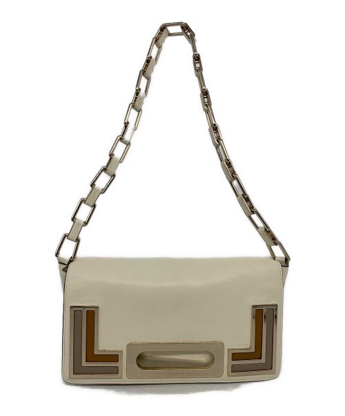 ANYA HINDMARCH（アニヤ・ハインドマーチ）ANYA HINDMARCH (アニヤハインドマーチ) チェーンショルダーバッグ ホワイト×ゴールドの古着・服飾アイテム