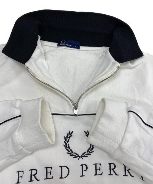 FRED PERRY（フレッドペリー）FRED PERRY (フレッドペリー) AMERICAN RAG CIE (アメリカンラグシー) ハーフジップスウェット ホワイト サイズ:Lの古着・服飾アイテム