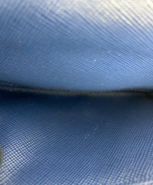 PRADA（プラダ）PRADA (プラダ) サフィアーノ メタル 2つ折り財布 ブルー×ゴールドの古着・服飾アイテム