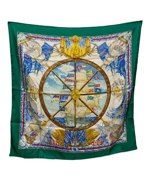 HERMES（エルメス）HERMES (エルメス) カレ90 VIVE LE VENT 風よ吹け グリーンの古着・服飾アイテム