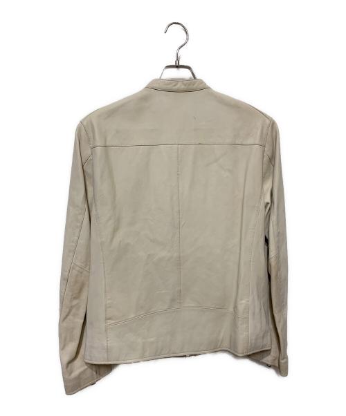 BLACK LABEL CRESTBRIDGE（ブラックレーベル クレストブリッジ）BLACK LABEL CRESTBRIDGE (ブラックレーベル クレストブリッジ) シングルライダースジャケット アイボリー サイズ:Mの古着・服飾アイテム