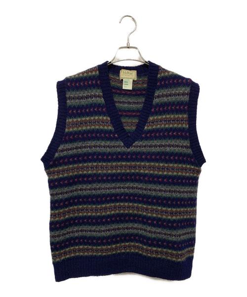 L.L.Bean（エルエルビーン）L.L.Bean (エルエルビーン) 総柄ニットベスト ネイビー サイズ:Lの古着・服飾アイテム