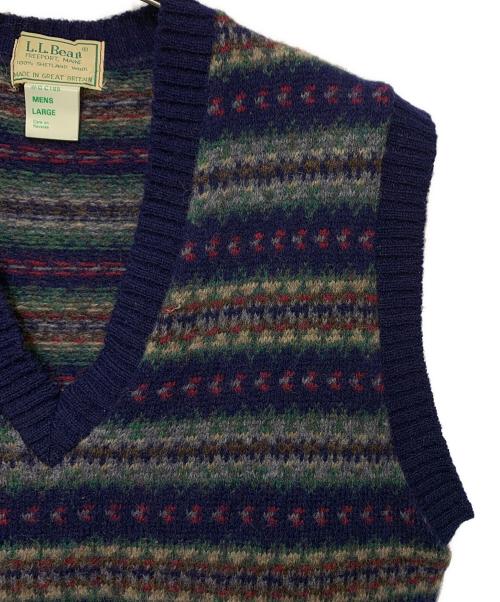 L.L.Bean（エルエルビーン）L.L.Bean (エルエルビーン) 総柄ニットベスト ネイビー サイズ:Lの古着・服飾アイテム