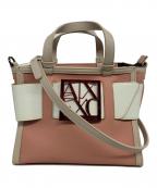 ARMANI EXCHANGEアルマーニ エクスチェンジ）の古着「BOXロゴハンドルミニバッグ」｜ピンク×ホワイト