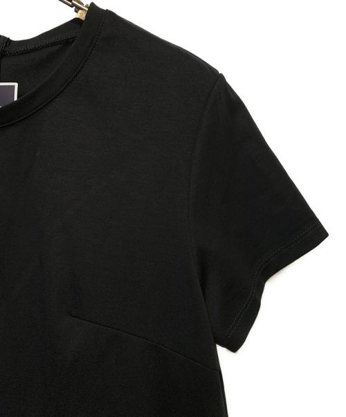 BORDERS at BALCONY（ボーダーズアットバルコニー）BORDERS AT BALCONY (ボーダーズアットバルコニー) PEPLUM TEE BLACK ブラック×ホワイト サイズ:38 未使用品の古着・服飾アイテム