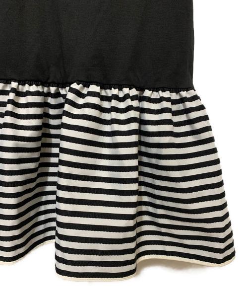 BORDERS at BALCONY（ボーダーズアットバルコニー）BORDERS AT BALCONY (ボーダーズアットバルコニー) PEPLUM TEE BLACK ブラック×ホワイト サイズ:38 未使用品の古着・服飾アイテム