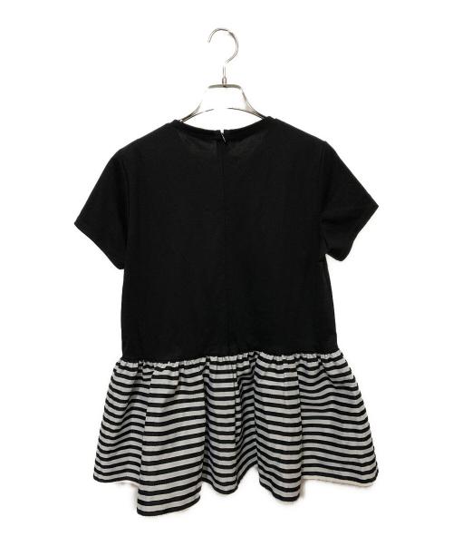 BORDERS at BALCONY（ボーダーズアットバルコニー）BORDERS AT BALCONY (ボーダーズアットバルコニー) PEPLUM TEE BLACK ブラック×ホワイト サイズ:38 未使用品の古着・服飾アイテム