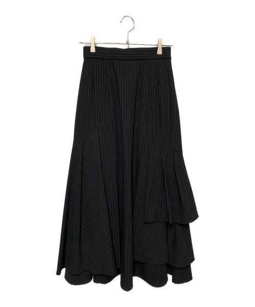 COCODEAL（ココディール）COCODEAL (ココディール) ピンストライプアシメペプラムタックスカート グレー サイズ:2の古着・服飾アイテム