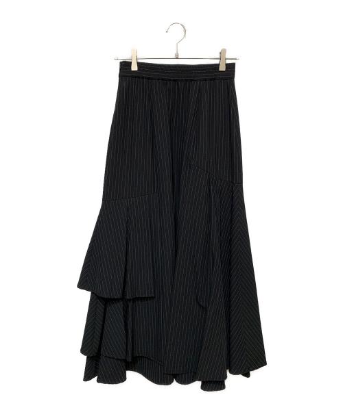COCODEAL（ココディール）COCODEAL (ココディール) ピンストライプアシメペプラムタックスカート グレー サイズ:2の古着・服飾アイテム