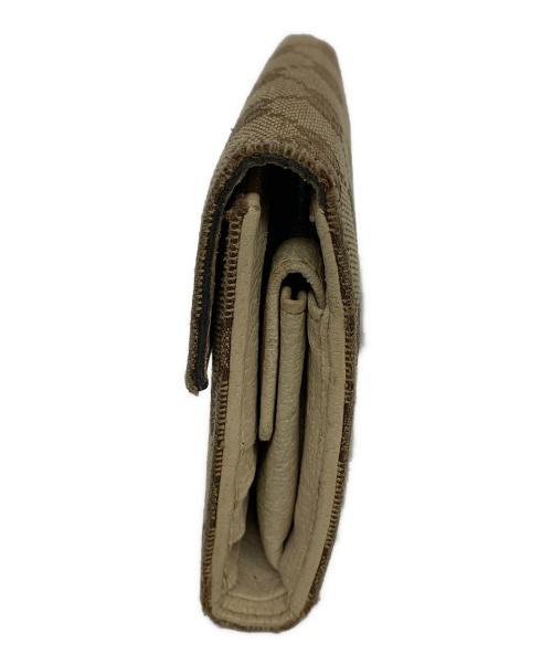 GUCCI（グッチ）GUCCI (グッチ) GGキャンバス 3つ折り財布 ベージュ×ブラウンの古着・服飾アイテム