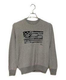 POLO RALPH LAUREN（ポロ・ラルフローレン）の古着「USAカモフラ風フラッグセーター」｜グレー