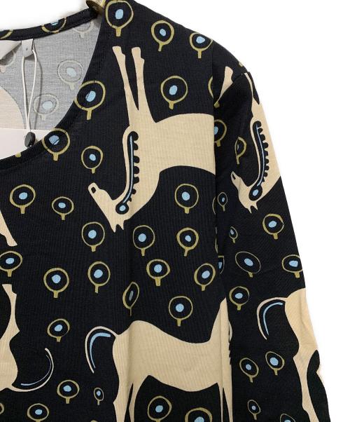 marimekko（マリメッコ）marimekko (マリメッコ) Musta Tamma / Aretta dress ベージュ×ブラック サイズ:S 未使用品の古着・服飾アイテム