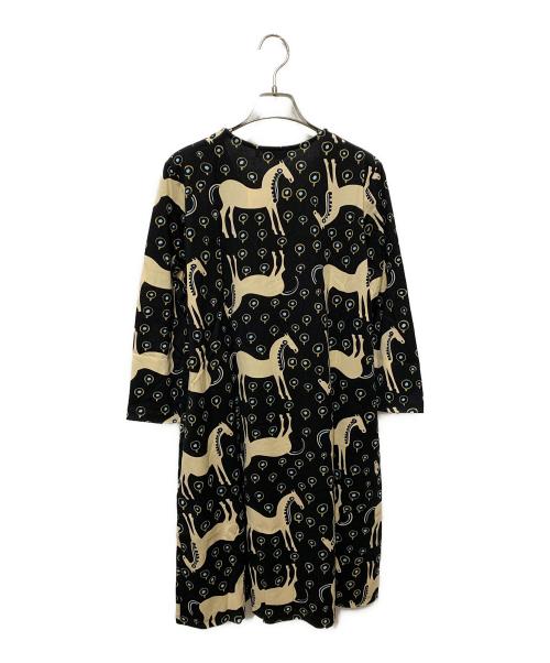 marimekko（マリメッコ）marimekko (マリメッコ) Musta Tamma / Aretta dress ベージュ×ブラック サイズ:S 未使用品の古着・服飾アイテム