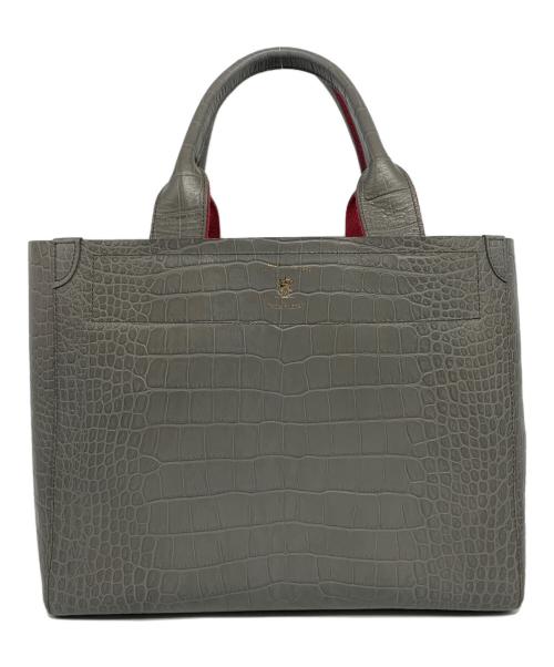 A.D.M.J.（エーディーエムジェイ）A.D.M.J. (エーディーエムジェイ) クロコ調型押しレザートートバッグ グレーの古着・服飾アイテム