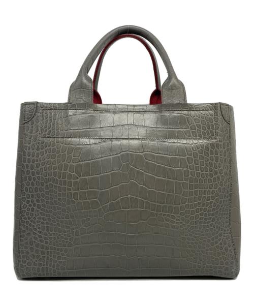 A.D.M.J.（エーディーエムジェイ）A.D.M.J. (エーディーエムジェイ) クロコ調型押しレザートートバッグ グレーの古着・服飾アイテム