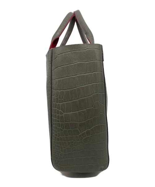 A.D.M.J.（エーディーエムジェイ）A.D.M.J. (エーディーエムジェイ) クロコ調型押しレザートートバッグ グレーの古着・服飾アイテム
