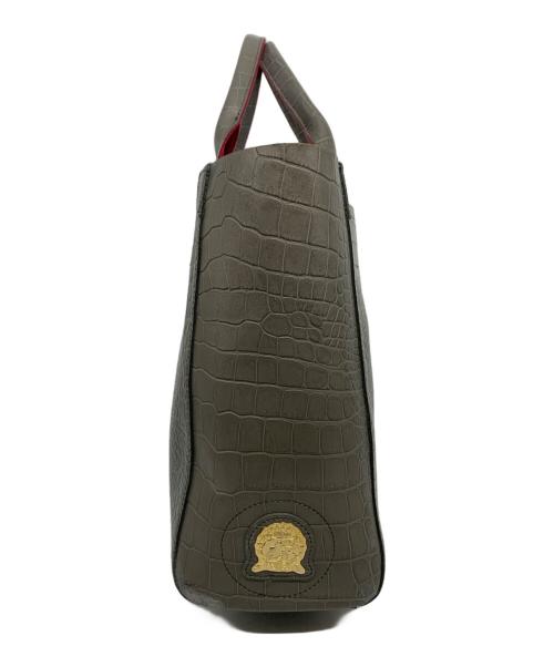 A.D.M.J.（エーディーエムジェイ）A.D.M.J. (エーディーエムジェイ) クロコ調型押しレザートートバッグ グレーの古着・服飾アイテム