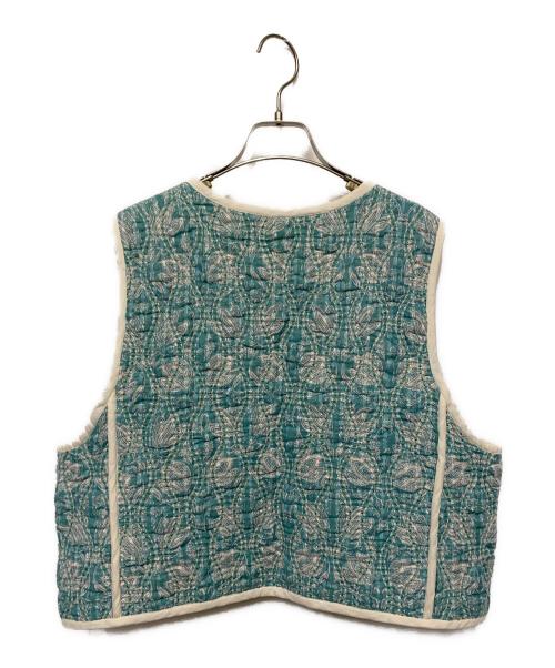 ne quittez pas（ヌキテパ）ne quittez pas (ヌキテパ) Cotton Lurex Tulip Print Quilting Vest グリーン サイズ:記載なしの古着・服飾アイテム