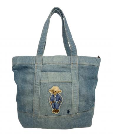 未使用級 POLO RALPH LAUREN ポロベア ハンドバッグ デニム Polo ベア スモール デニム トート （トートバッグ）｜POLO RALPH