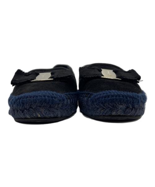 Salvatore Ferragamo（サルヴァトーレ フェラガモ）Salvatore Ferragamo (サルヴァトーレ フェラガモ) ヴァラリボン  エスパドリーユ ブラック サイズ:5 Mの古着・服飾アイテム