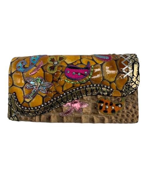 michelangelo（ミケランジェロ）MICHELANGELO (ミケランジェロ) アビステ ビジュー ストーン 長財布 ブラウンの古着・服飾アイテム