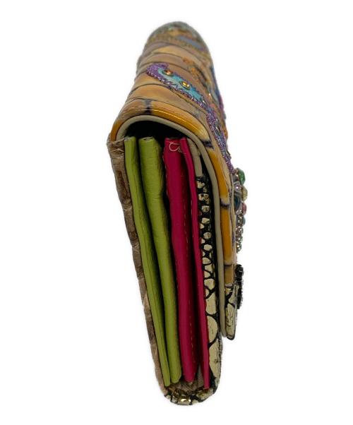 michelangelo（ミケランジェロ）MICHELANGELO (ミケランジェロ) アビステ ビジュー ストーン 長財布 ブラウンの古着・服飾アイテム