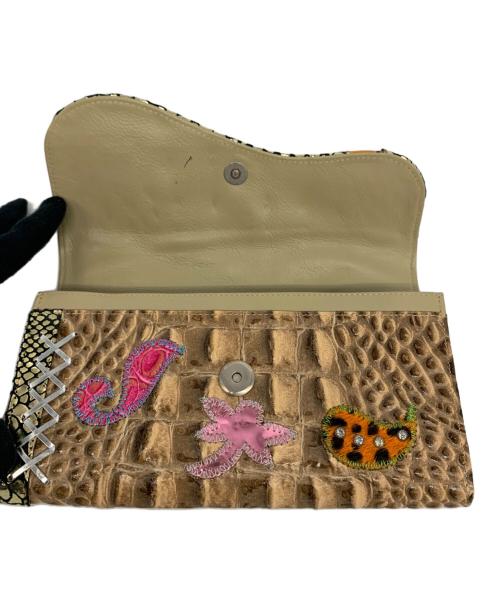 michelangelo（ミケランジェロ）MICHELANGELO (ミケランジェロ) アビステ ビジュー ストーン 長財布 ブラウンの古着・服飾アイテム