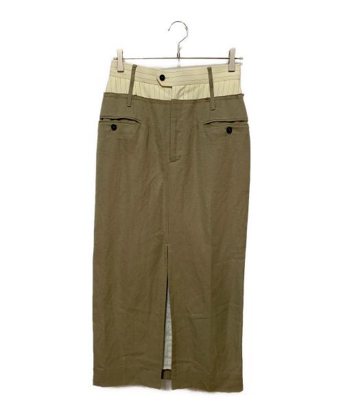 JANE SMITH（ジェーンスミス）JANE SMITH (ジェーンスミス) レーヨンリネン コンビスカート オリーブ サイズ:38 未使用品の古着・服飾アイテム