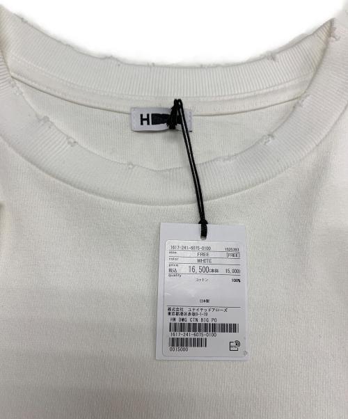 H（アッシュ）H (アッシュ) ダメージコットンビッグプルオーバー ホワイト サイズ:FREE 未使用品の古着・服飾アイテム