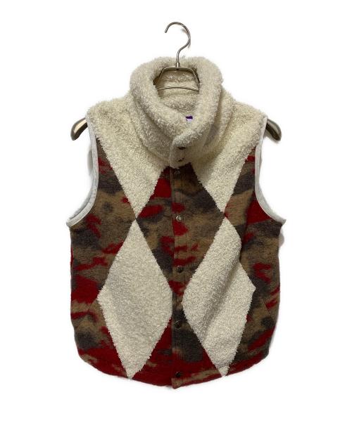 THE NORTHFACE PURPLELABEL（ザ・ノースフェイス パープルレーベル）THE NORTHFACE PURPLELABEL (ザ・ノースフェイス パープルレーベル) マウンテンフリースベスト ホワイト×ブラウン サイズ:Mの古着・服飾アイテム