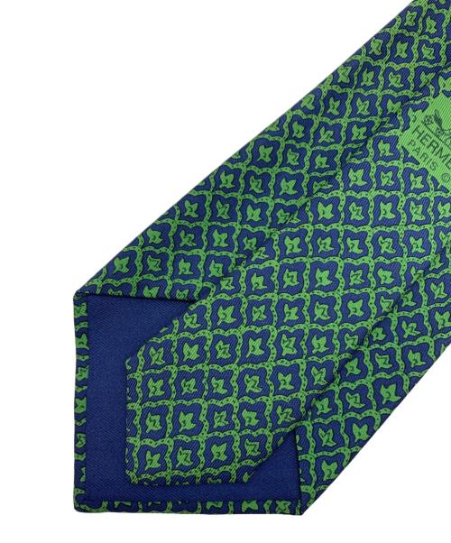 HERMES（エルメス）HERMES (エルメス) ネクタイ グリーン×ネイビー サイズ:記載なしの古着・服飾アイテム