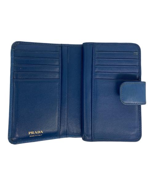 PRADA（プラダ）PRADA (プラダ) ヴィッテロ ムーヴ 2つ折り財布 ブルーの古着・服飾アイテム