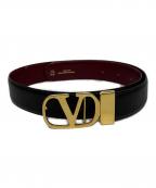 VALENTINO GARAVANIヴァレンティノ・ガラヴァーニ）の古着「Vロゴバックルレザーベルト」｜ブラック