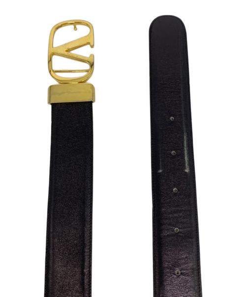 VALENTINO GARAVANI（ヴァレンティノ・ガラヴァーニ）VALENTINO GARAVANI (ヴァレンティノ・ガラヴァーニ) Vロゴバックルレザーベルト ブラックの古着・服飾アイテム