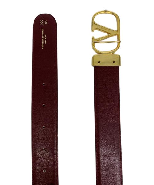 VALENTINO GARAVANI（ヴァレンティノ・ガラヴァーニ）VALENTINO GARAVANI (ヴァレンティノ・ガラヴァーニ) Vロゴバックルレザーベルト ブラックの古着・服飾アイテム