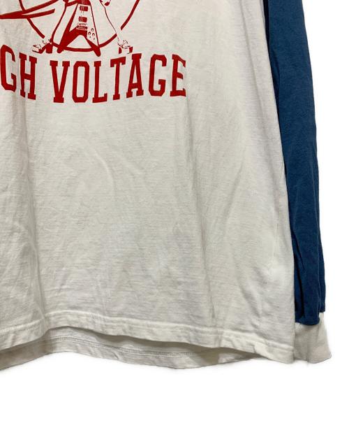 Hysteric Glamour（ヒステリックグラマー）Hysteric Glamour (ヒステリックグラマー) HIGH VOLTAGE ロングスリーブカットソー ホワイト×ブルー サイズ:Lの古着・服飾アイテム
