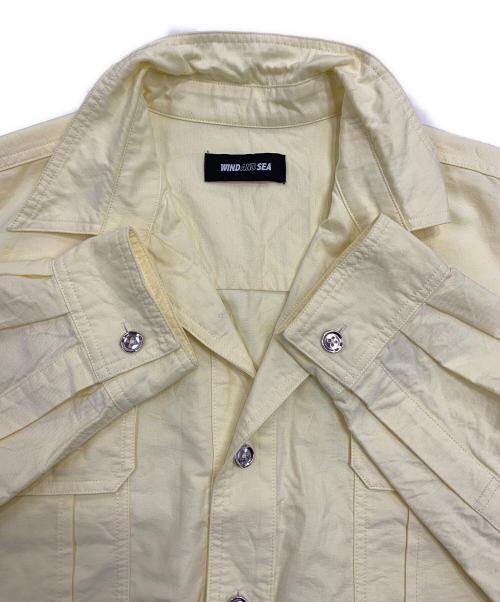 WIND AND SEA（ウィンダンシー）WIND AND SEA (ウィンダンシー) エルボーパッチ長袖シャツ イエロー×ブルー サイズ:Lの古着・服飾アイテム