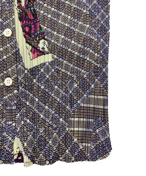 PLEATS PLEASE（プリーツプリーズ）PLEATS PLEASE (プリーツプリーズ) プリーツシャツ ネイビー×アイボリー サイズ:3の古着・服飾アイテム