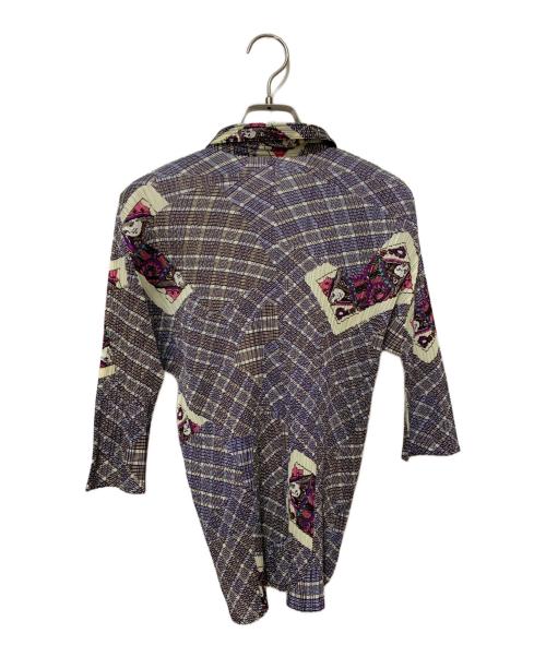 PLEATS PLEASE（プリーツプリーズ）PLEATS PLEASE (プリーツプリーズ) プリーツシャツ ネイビー×アイボリー サイズ:3の古着・服飾アイテム