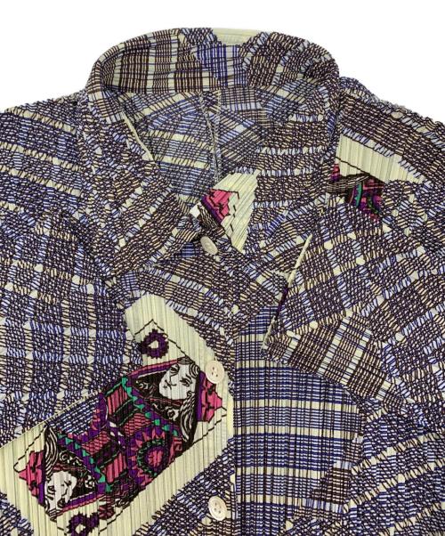 PLEATS PLEASE（プリーツプリーズ）PLEATS PLEASE (プリーツプリーズ) プリーツシャツ ネイビー×アイボリー サイズ:3の古着・服飾アイテム